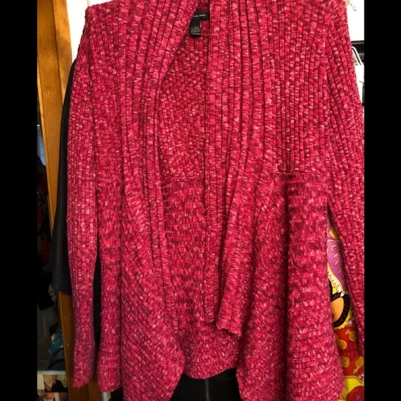 INC International Concepts large pink / Fuchsia sweater waterfall shawl collar - Picture 2 of 8